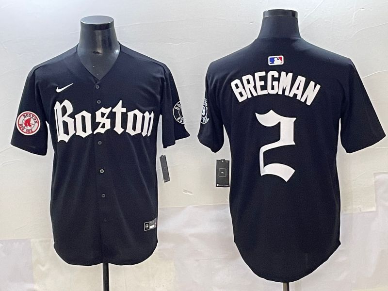 Men 2025 Boston Red Sox #2 Bregman Black Five generations Joint Name Nike MLB Jersey style 19